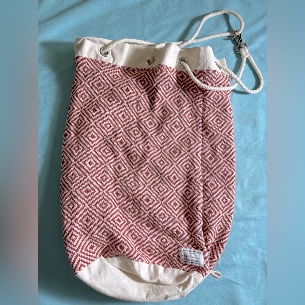 LARGE DRAWSTRING SLOUCH BACKPACK SALMON BOHO CHIC UNISEX HIPPIE
